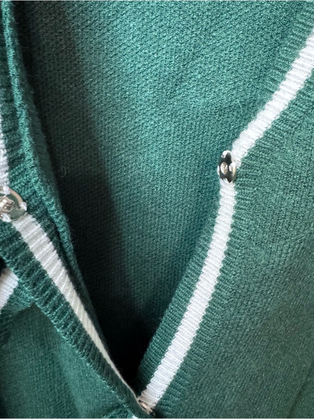 Main Strip Green & White Bow Tie Striped Cardigan Sweater. Women’s Medium - Picture 5 of 10